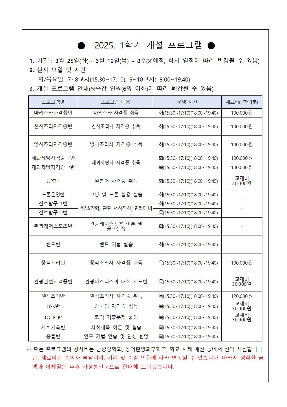 2025. 1학기 방과후학교 수강 신청 안내 가정통신문 (2)